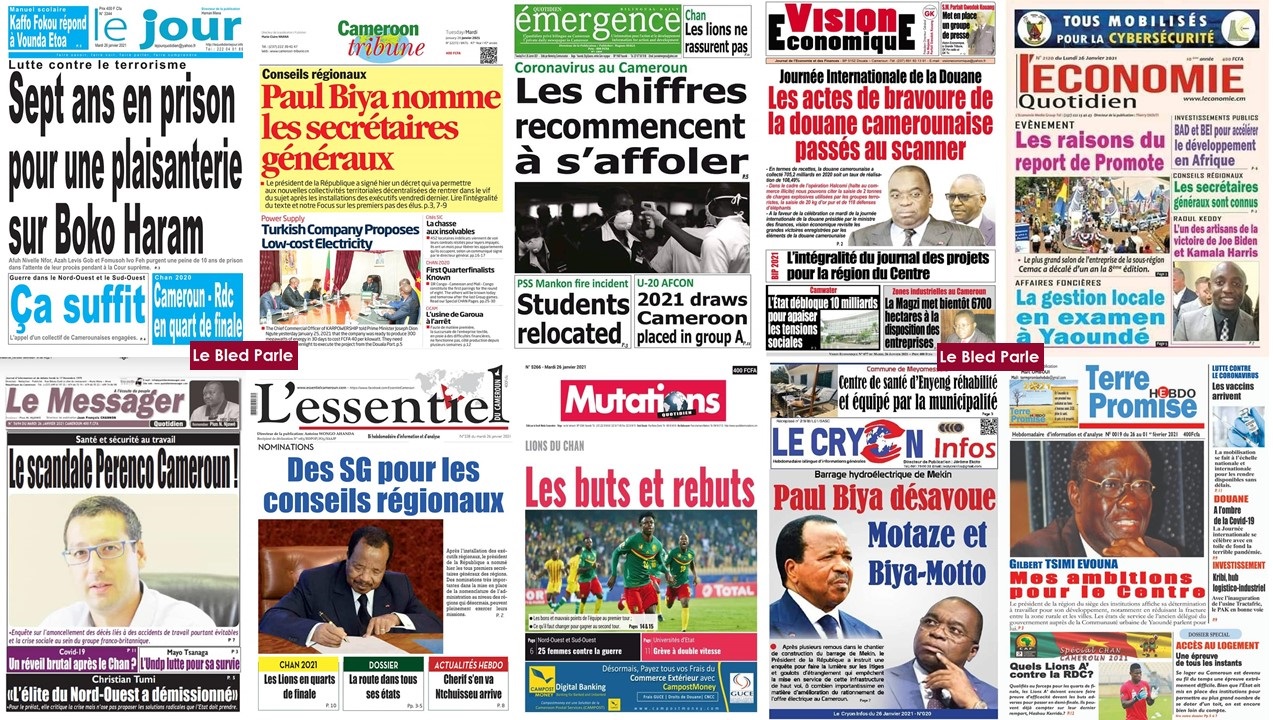 Cameroun La Revue De Presse Du Mardi 26 Janvier 2021 Lebledparle