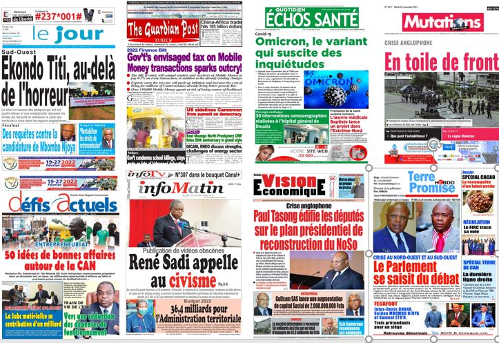 Cameroun La Revue De Presse Du Mardi 30 Novembre 2021 Lebledparle