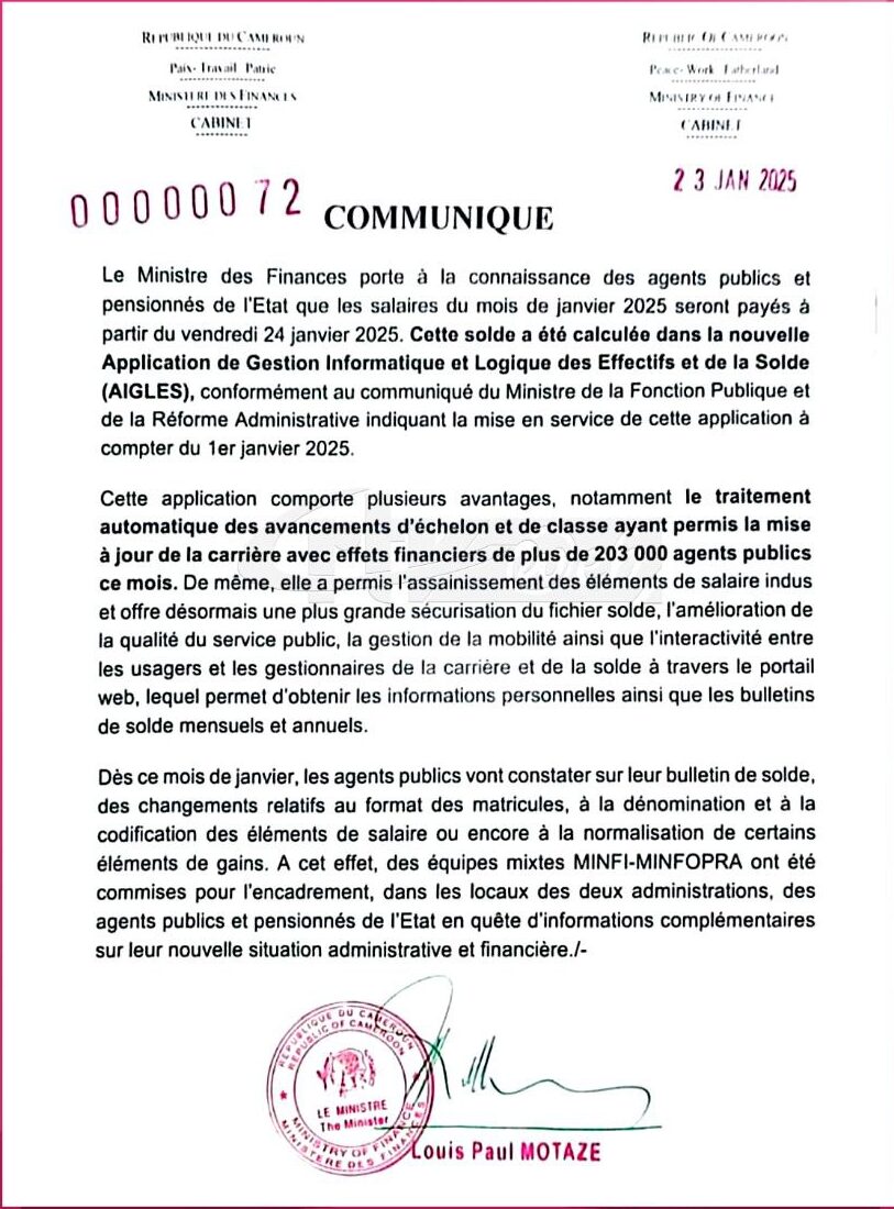 Communiqué Minfi Janviose