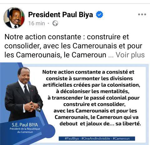 Post de Paul Biya